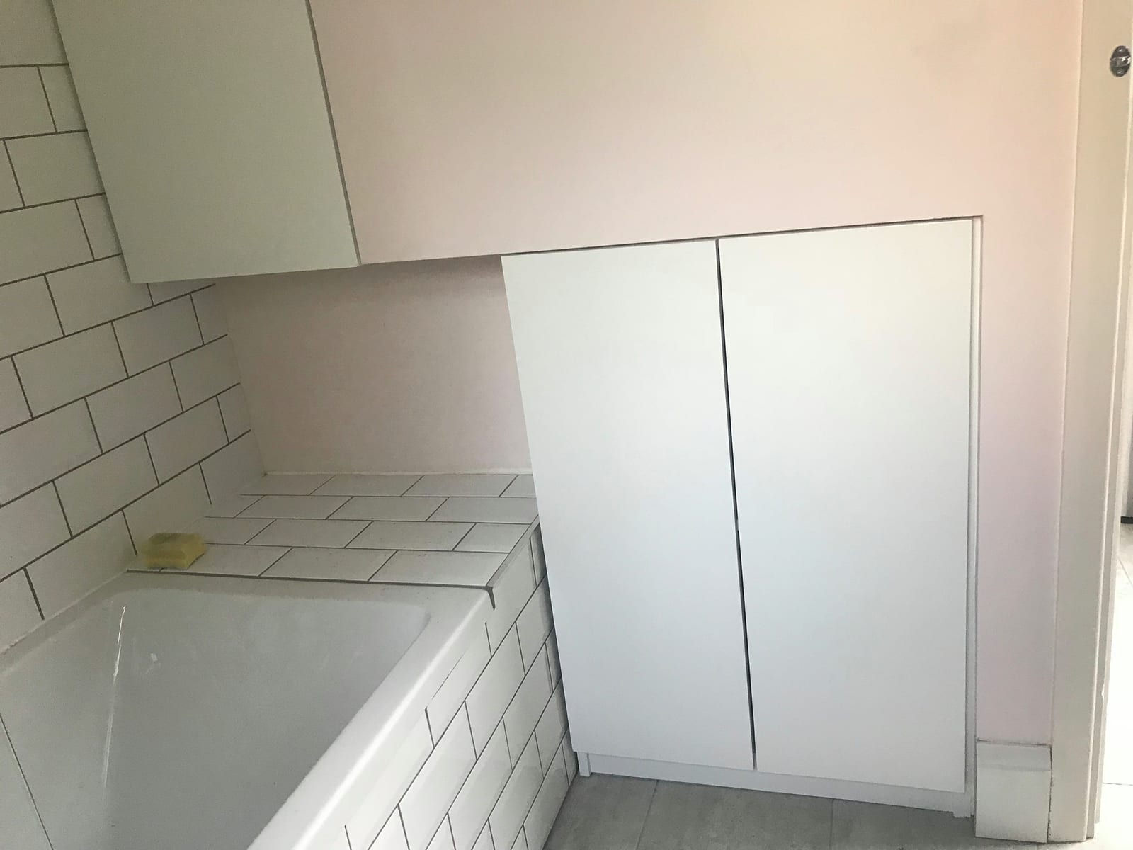 Sliding-door fitted wardrobe with mirrored centre panel, master bedroom, Wanstead Park