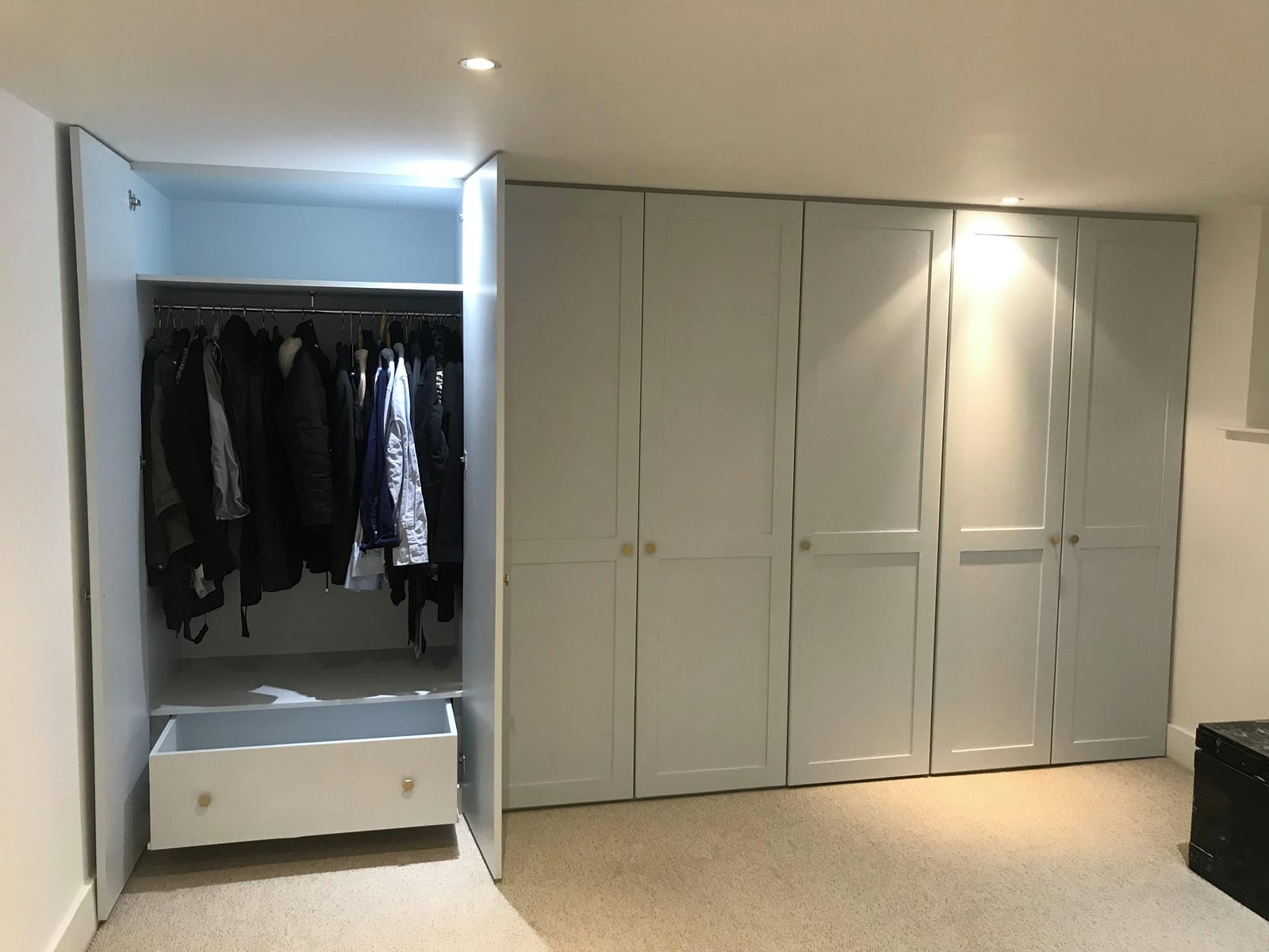 Interior view — hanging rail, shelf and shoe pigeonholes, Clapton E5
